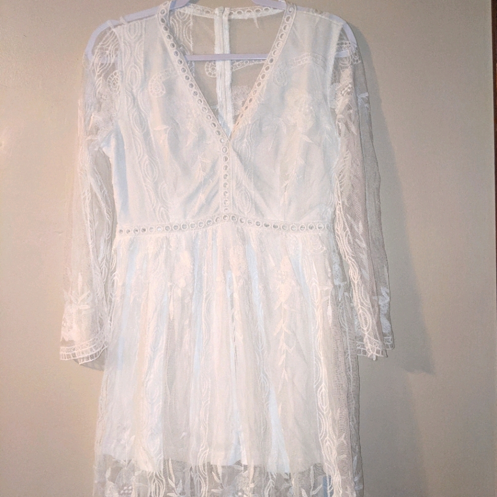 Women's Cupshe Crochet dress White Nwt M